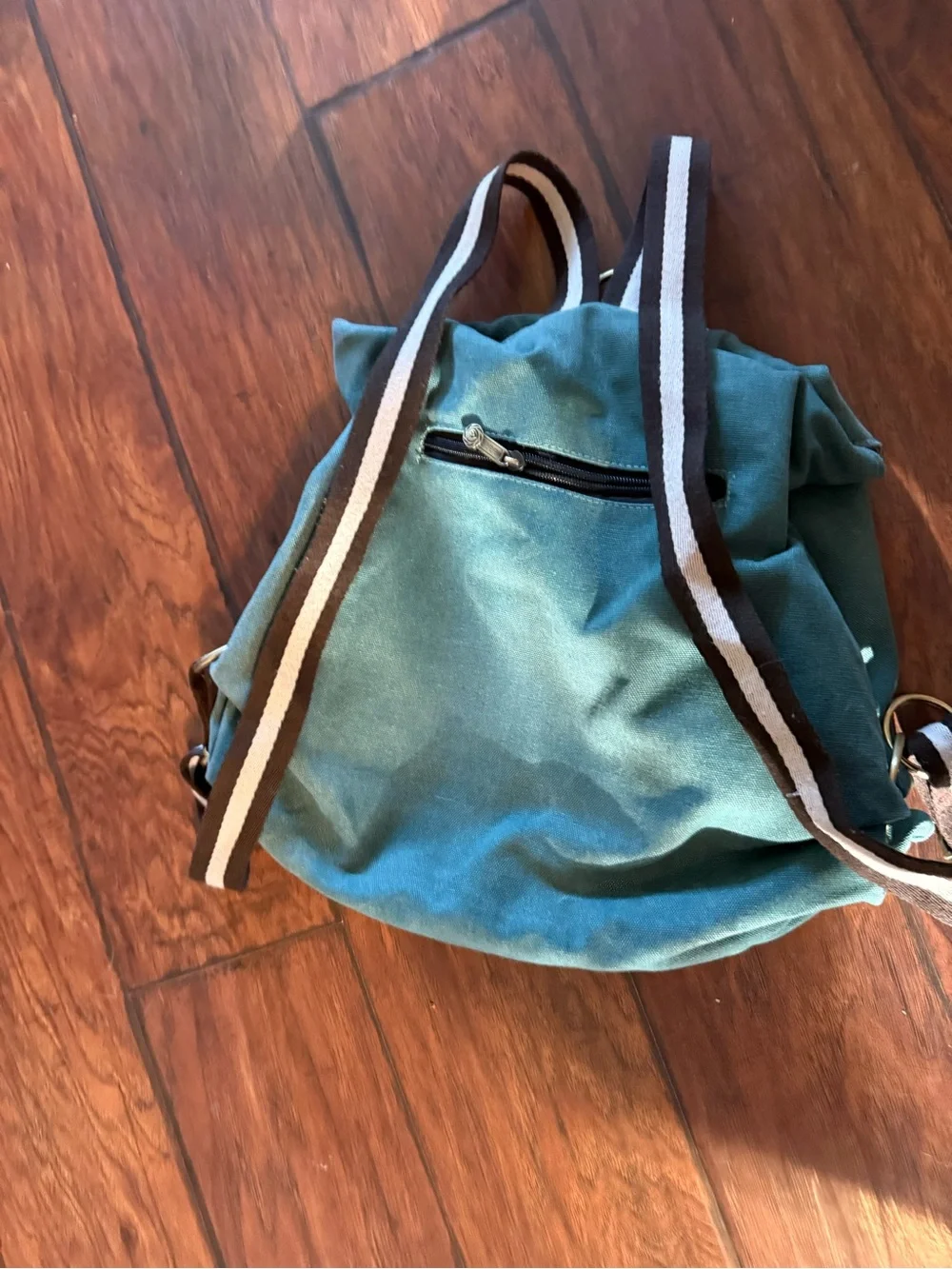 Teal Embroidered Canvas Shoulder Bag